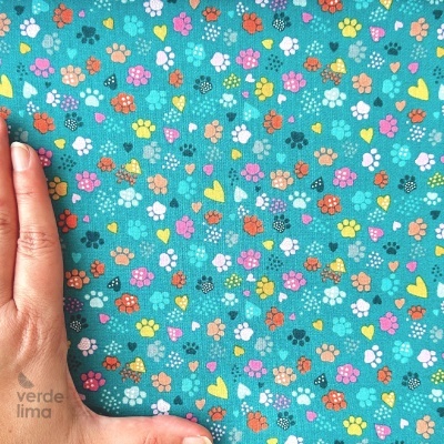 Tecido de Algodão - Whiskers - Pawsome teal