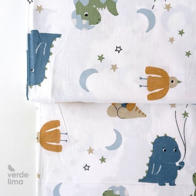 Tecido de Algodão - Baby dinossaur - Fundo branco