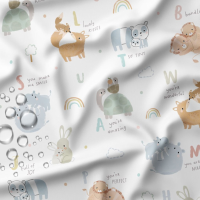 Tecido raincoat - Alfabeto dos animais