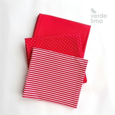 Pack de retalhos - Básicos de algodão - Vermelho