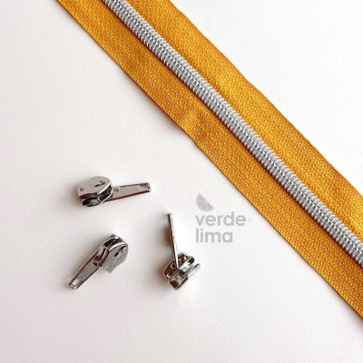 Fecho zipper metalizado pré-cortado 3m - Prateado