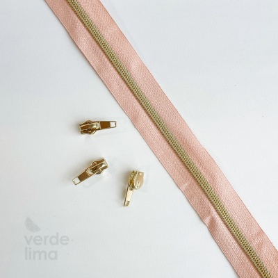 Fecho zipper metalizado pré-cortado 1m - Dourado