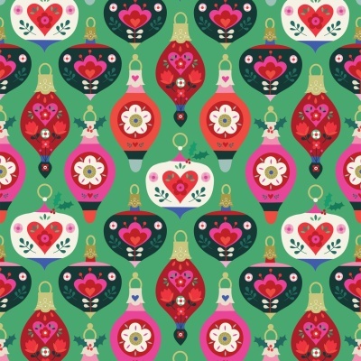 Tecido de Algodão - Nordic noel - Ornamentos