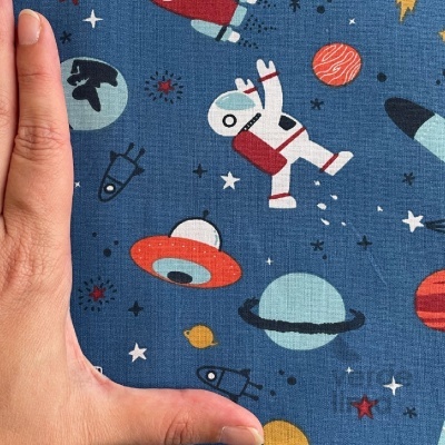 Retalho 50x150cm - Aventura no espaço - Astronautas