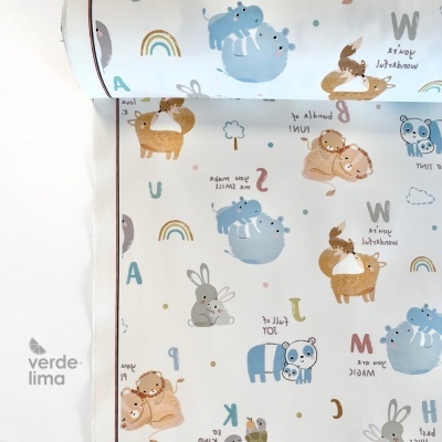 Tecido raincoat - Alfabeto dos animais