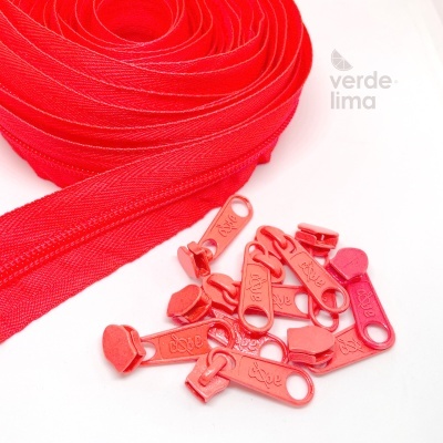 Fecho zipper malha 5 - Pack de 5 metros com 10 cursores