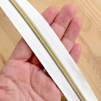 Fecho Zipper Metalizado malha 5 - Branco