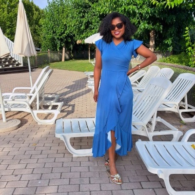 Vestido&#x20;Midi&#x20;Transpassado&#x20;Azul&#x20;Serenity