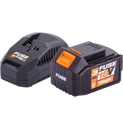 Carregador e bateria recarregável Villager FUSE 18V preto e laranja