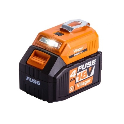 Bateria preta e laranja para ferramenta elétrica com luz LED integrada