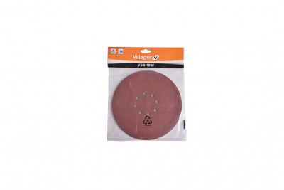 Disco de lixagem Villager vermelho com orifícios, grão 120, embalagem plástica com etiqueta