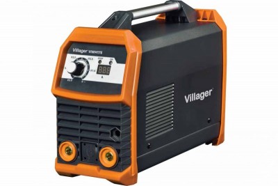 Máquina de soldar Villager preta e laranja com display digital
