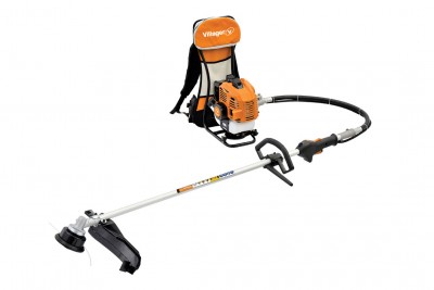 Aparelho de corte de relva a gasolina com mochila e tubo metálico