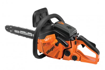 Motosserra laranja e preta Villager com barra de corte