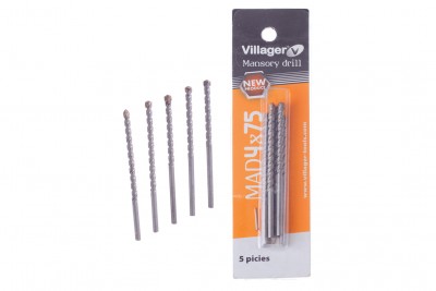 Conjunto de cinco brocas Villager em embalagem laranja e cinza