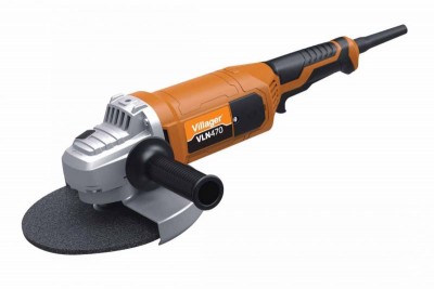 Esmeriladora angular elétrica laranja e preta Villager VLA 470 com disco abrasivo preto