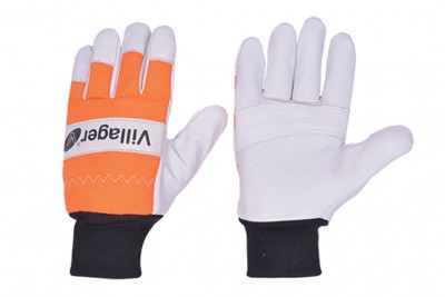 Par de luvas de trabalho brancas e laranja com punho preto