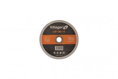 Disco de corte Villager CW-180-16 com etiqueta preta, cinza e laranja