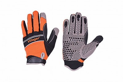 Par de luvas Villager laranja e cinza com pontos antiderrapantes