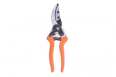 Tesoura de poda com cabo laranja e lâmina metálica curva