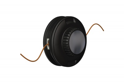 Cabeça de corte para aparador de relva em preto com linha de nylon laranja