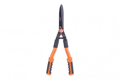 Tesoura de poda com lâminas metálicas e cabo laranja preto