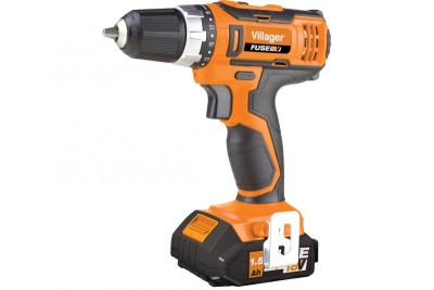 Aparafusadora eléctrica laranja e preta Villager FUSE 3 com bateria 1.5 Ah 18 V