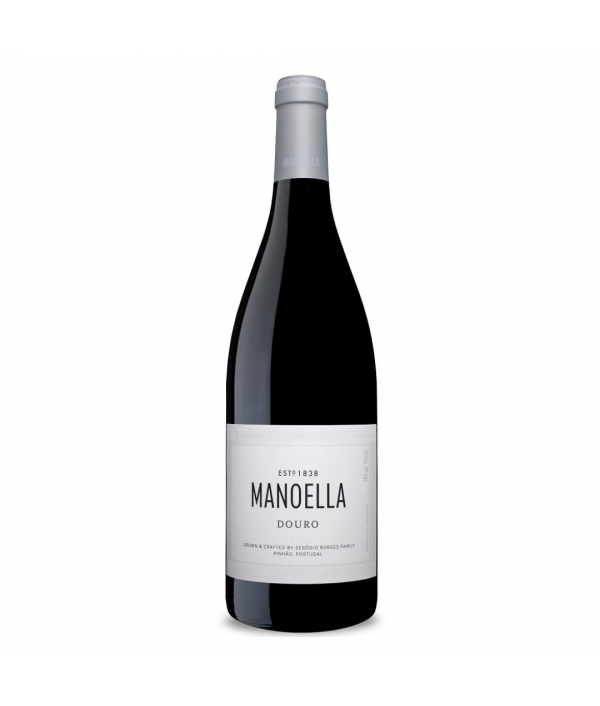 Manoella 2023 Vinho Tinto Douro DOC Garrafa de vinho tinto Manoella Douro com rótulo branco e cápsula cinzenta
