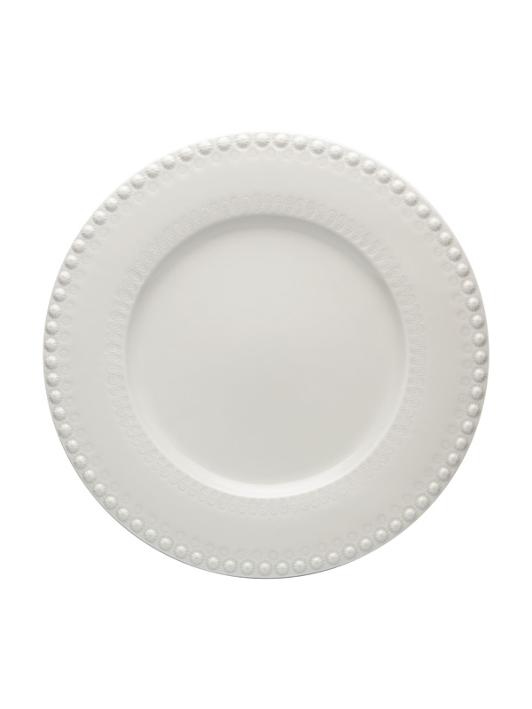 Bordallo Pinheiro Fantasia - Prato Marcador 34 Decoração Prato branco em cerâmica com borda decorativa em relevo