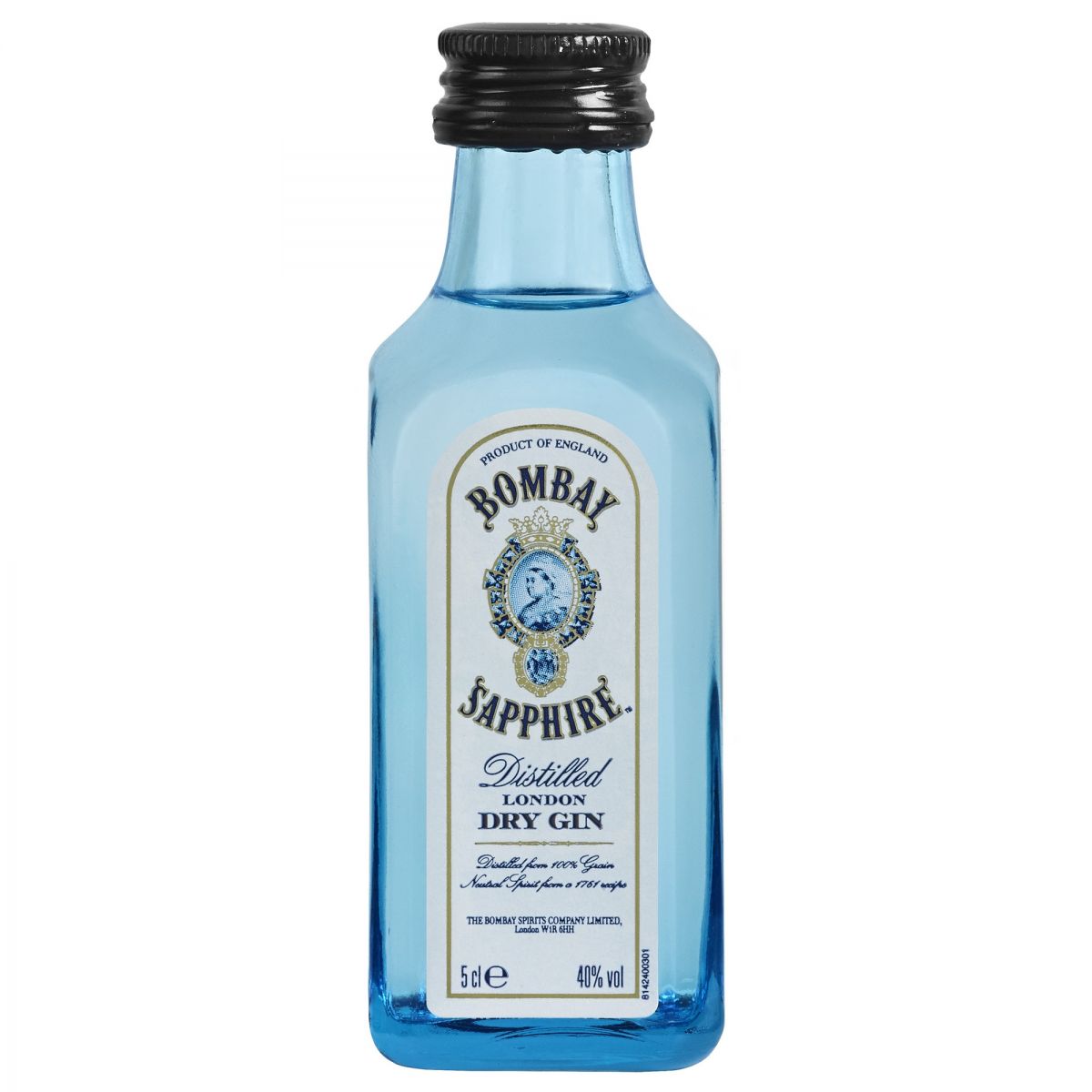 Bombay Sapphire Miniatura 5cl Gin Mini garrafa azul de Bombay Sapphire gin, 5cl