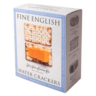 Embalagem de crackers finos ingleses Fine English Water Crackers da The Fine Cheese Co.