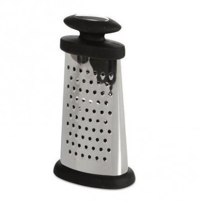 Ralador de cozinha em aço inoxidável com pegador e base preta