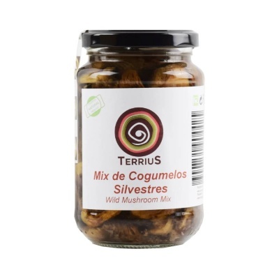 Frasco de cogumelos silvestres da marca TERRIUS