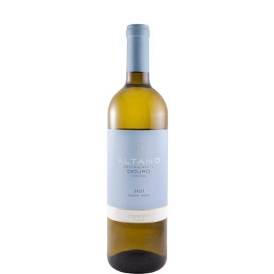 Garrafa de vinho branco ALTANO Reserva Douro 2021 com rótulo azul claro