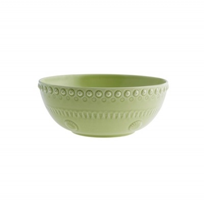 Tigela de cerâmica verde com textura em relevo