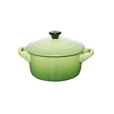 Caçarola redonda verde com tampa e alças, marca Le Creuset