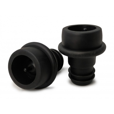 Conjunto de duas rolhas plásticas pretas com design cônico e liso