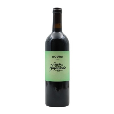 Garrafa de vinho tinto Douro DOP Quinta do Infantado 1916 com rótulo verde claro