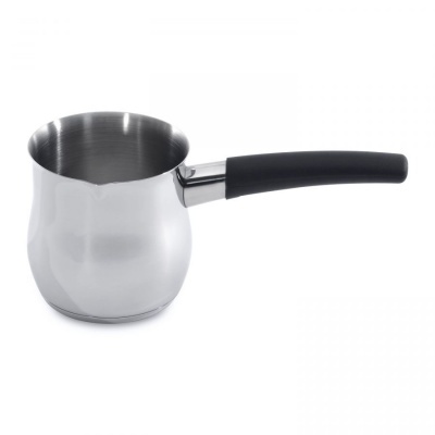 Cafeteira turca em aço inoxidável com cabo preto