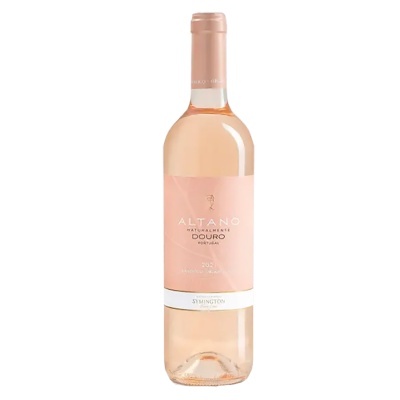Garrafa de vinho rosé ALTANO Douro 2021 com rótulo cor-de-rosa e branco