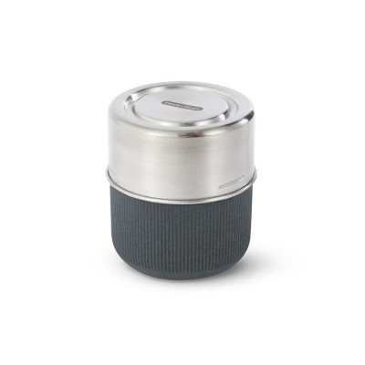 Recipiente pequeno com tampa em aço inoxidável e corpo preto texturizado