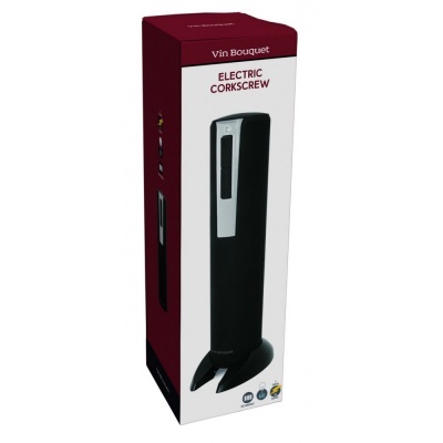 Caixa de saca-rolhas elétrico Vin Bouquet preta com detalhes prateados