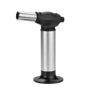 Maçarico de cozinha metálico e preto