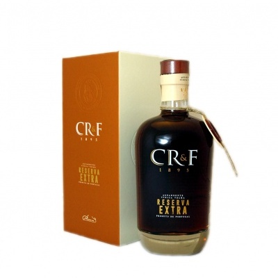 Frasco de bebida escura CR&F Reserva Extra com caixa