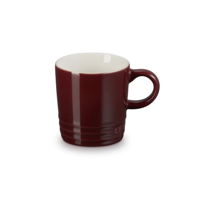 Caneca cerâmica vermelho borgonha com interior branco e alça arredondada