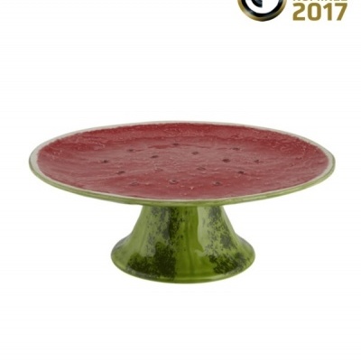 Prato de servir cerâmico verde e vermelho estilo melancia com menção ao prémio German Design Award 2017