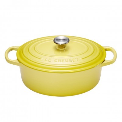 Caçarola oval amarela LE CREUSET com tampa e alças