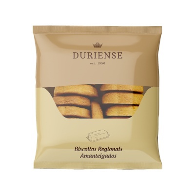 Pacote bege de biscoitos DURIENSE com janela transparente