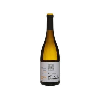 Garrafa de vinho branco Casa Santa Eulália com rótulo branco e texto em negro e dourado