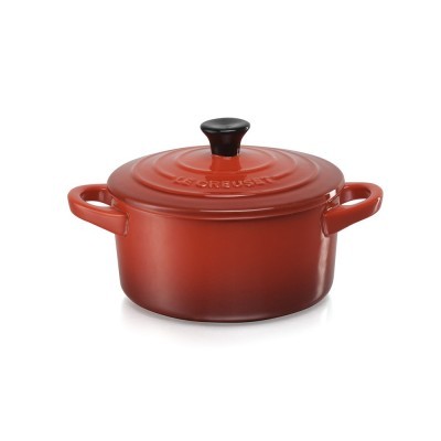 Caçarola de ferro fundido esmaltado laranja com tampa preta Le Creuset